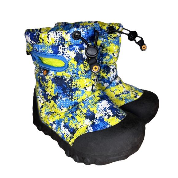 Bogs Kids 11 Snow Boots B-Moc Camo Green Blue Waterproof Insulated ZPO4051 - Picture 1 of 7